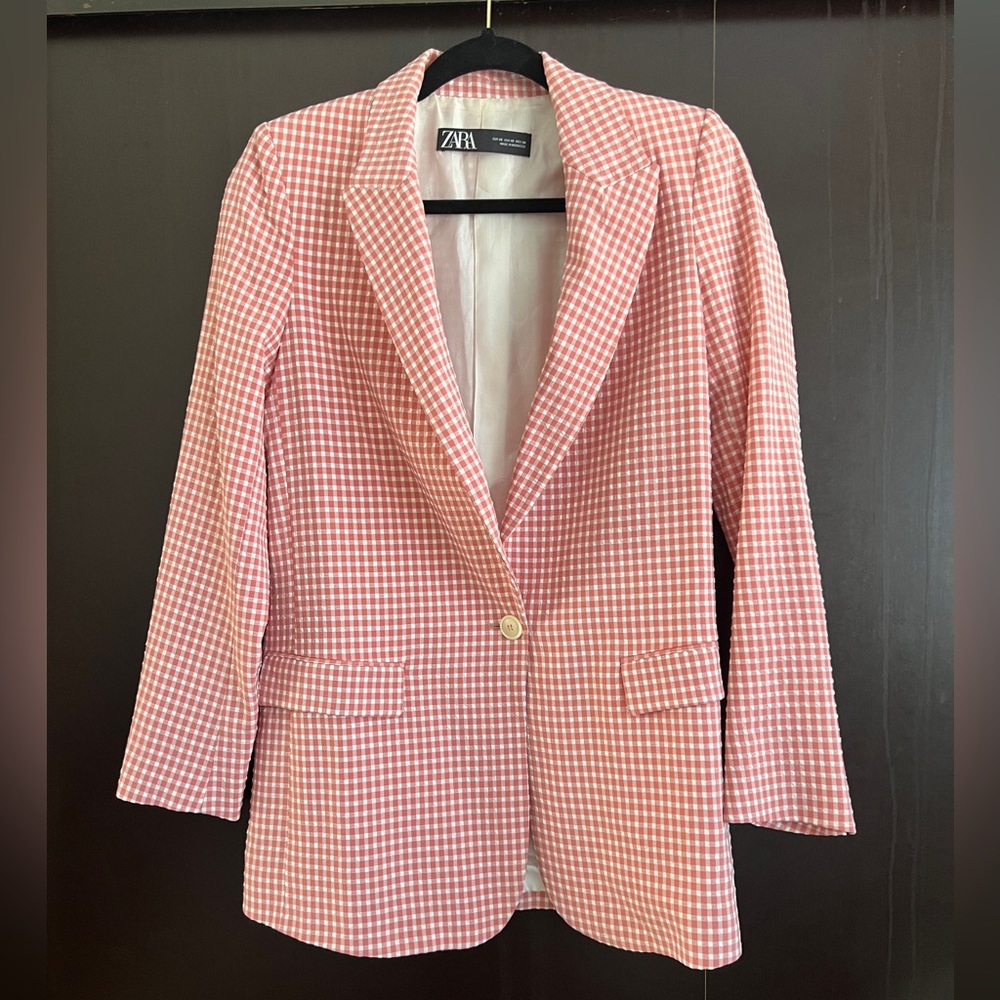 Zara pink gingham blazer